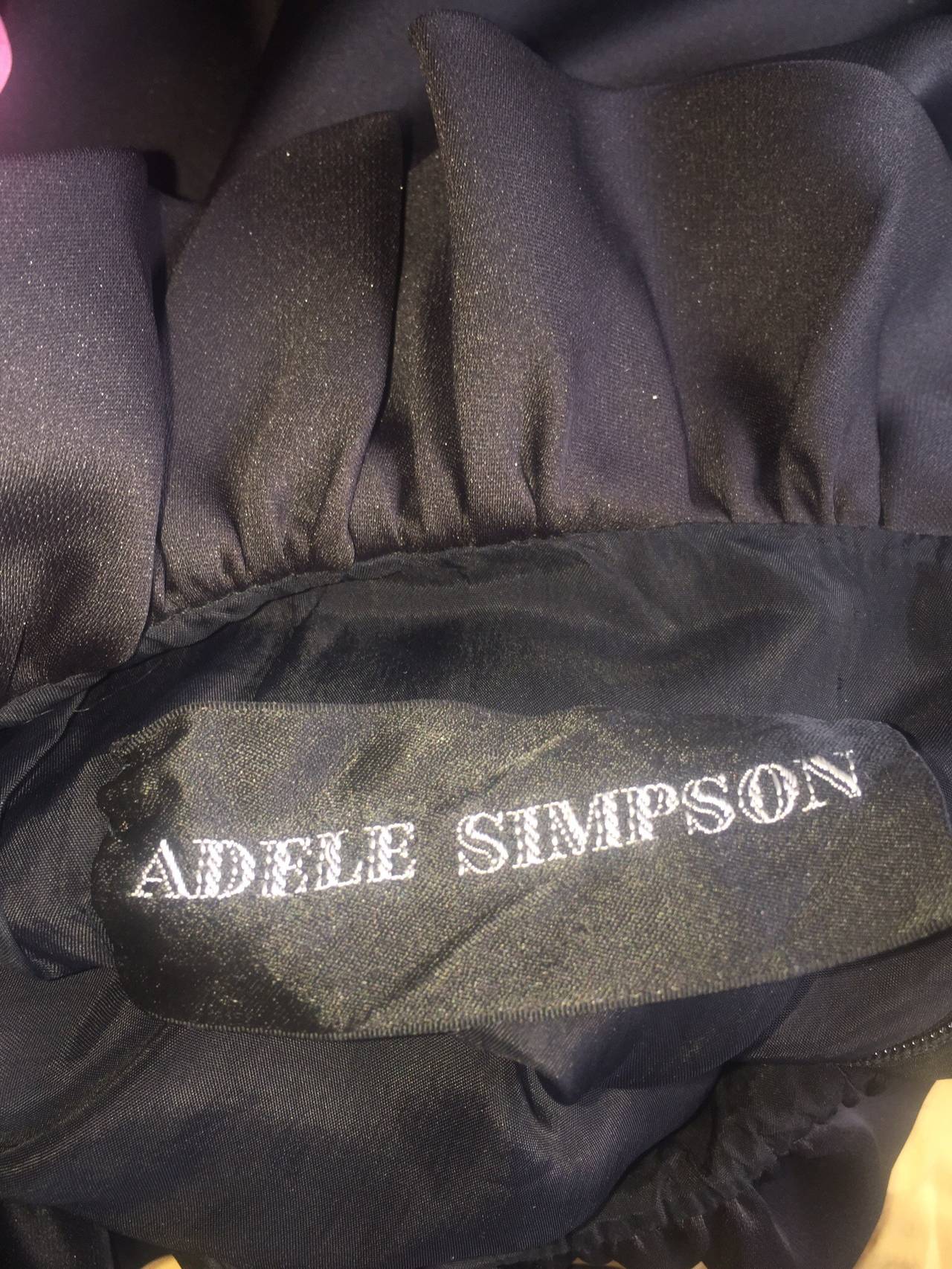 Adele Simpson - Robe à manches longues à volants et à taille tombante en soie noire, années 1960 en vente 2