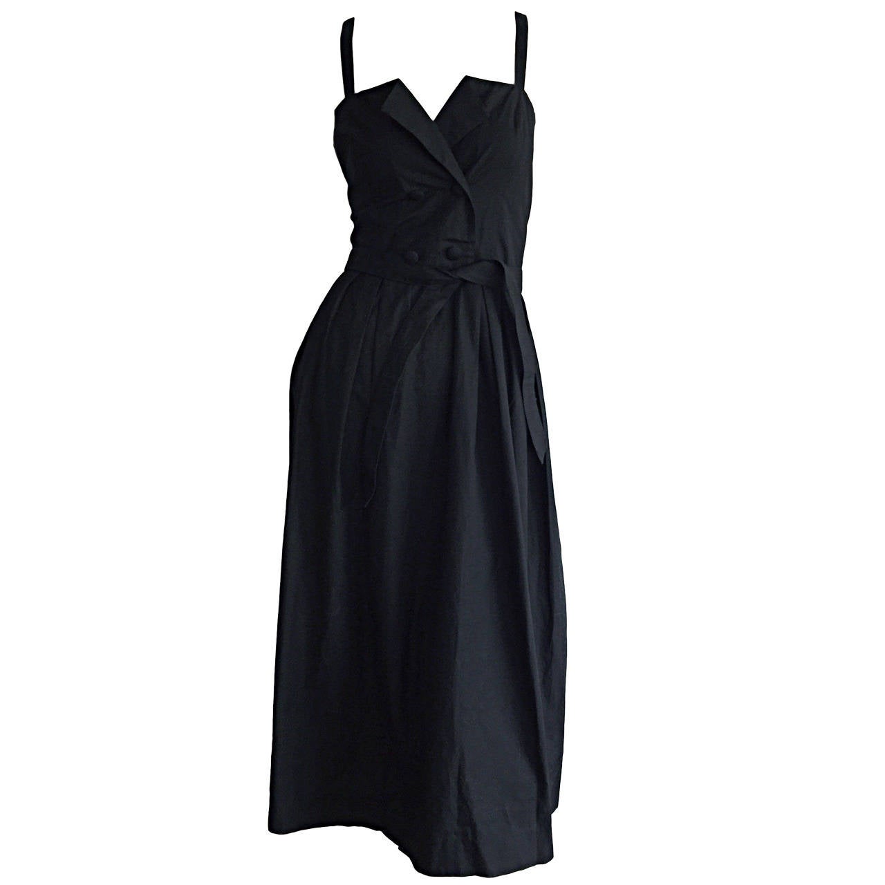 Beautiful Vintage Emmanuelle Khanh Black Cotton Tuxedo Sundress French ...