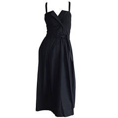 Beautiful Retro Emmanuelle Khanh Black Cotton Tuxedo Sundress French Dress