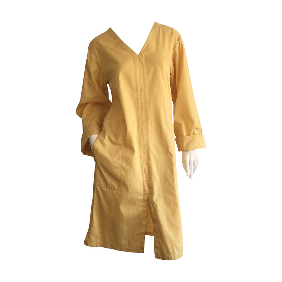 Vintage Yves Saint Laurent ' Rive Gauche ' Yellow Cotton Tunic Dress YSL For Sale