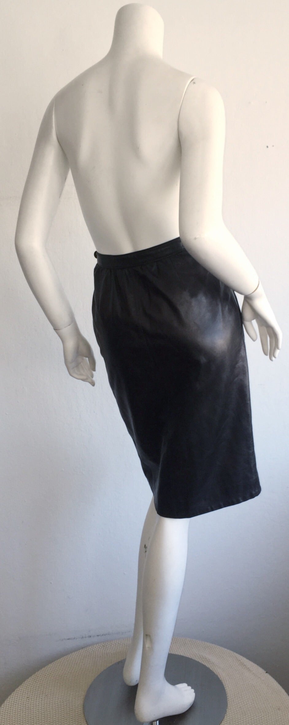 ysl leather skirt