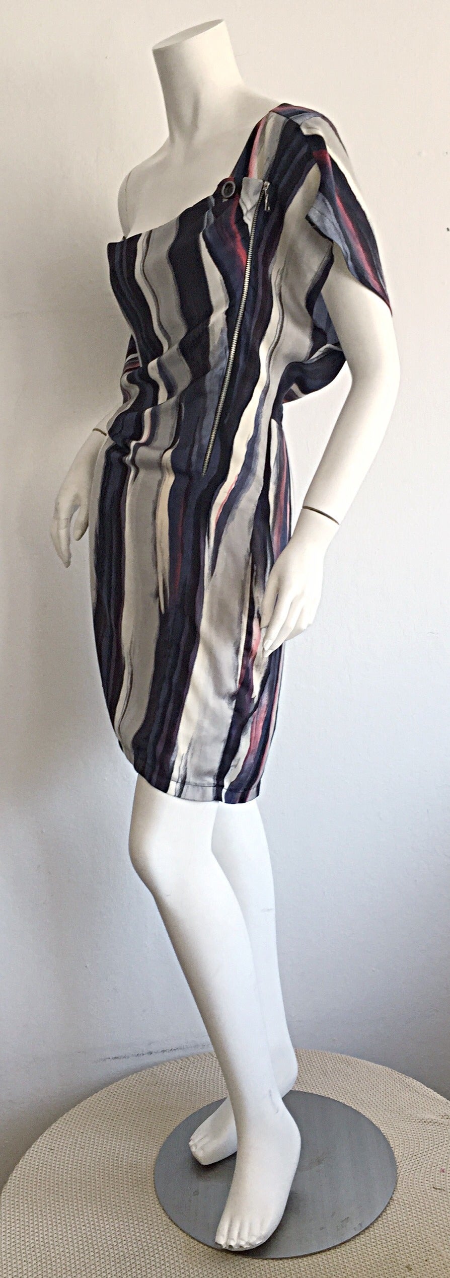 striped designer dress