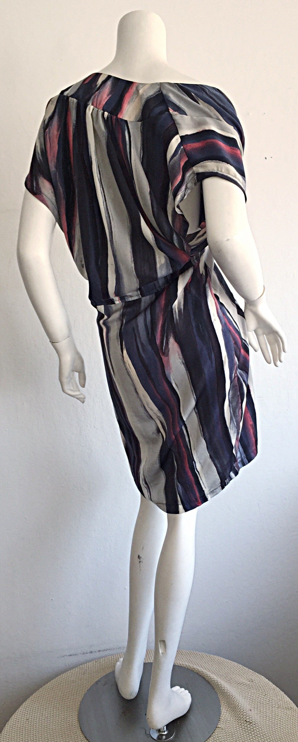 Women's Maeva Striped Watercolor Zipper Dress Made in Italy Hard to Find Designer For Sale