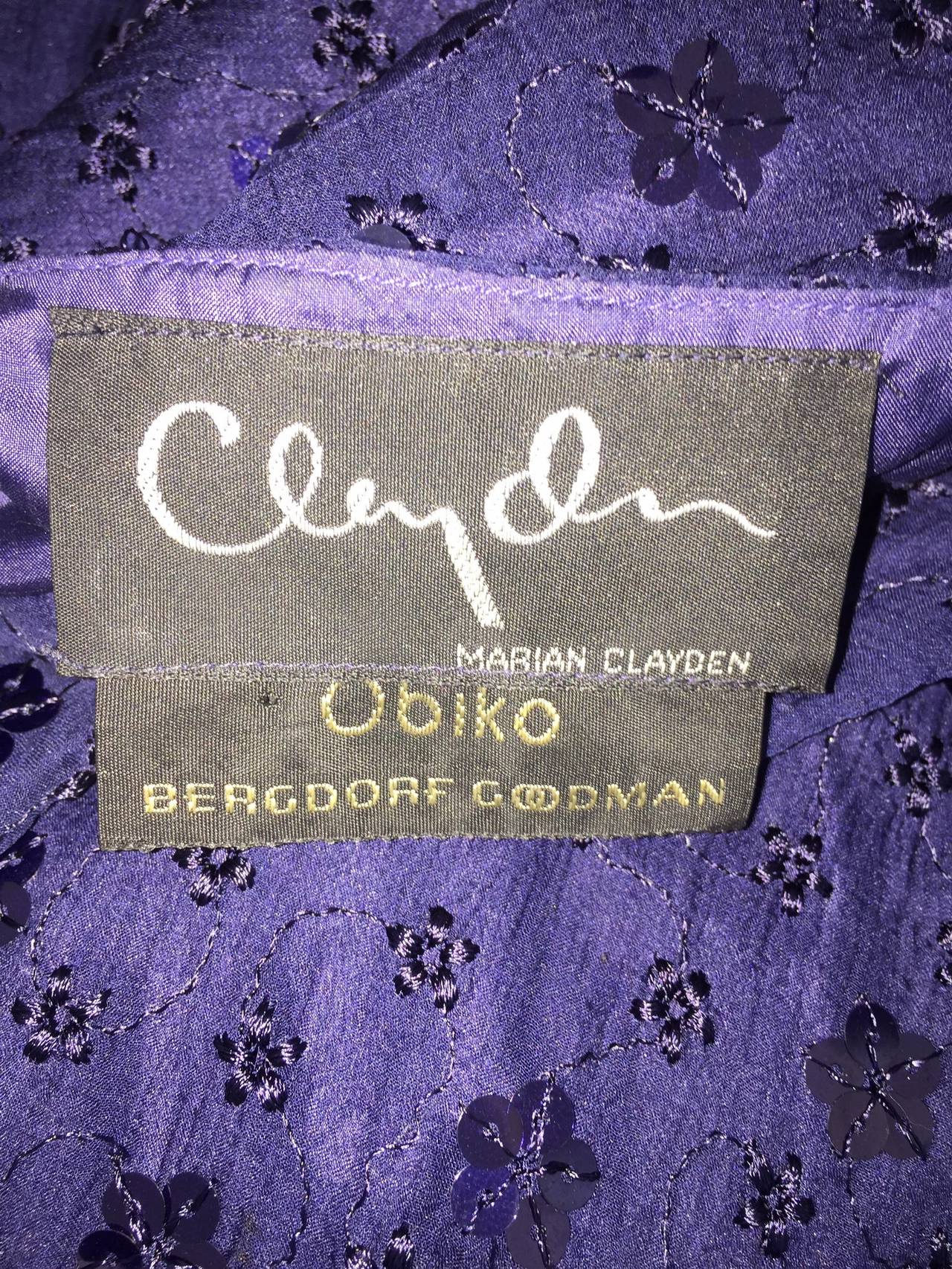 Vintage Marian Clayden for Bergdorf Goodman Navy Eyelet Sequin Silk Boho Dress 2