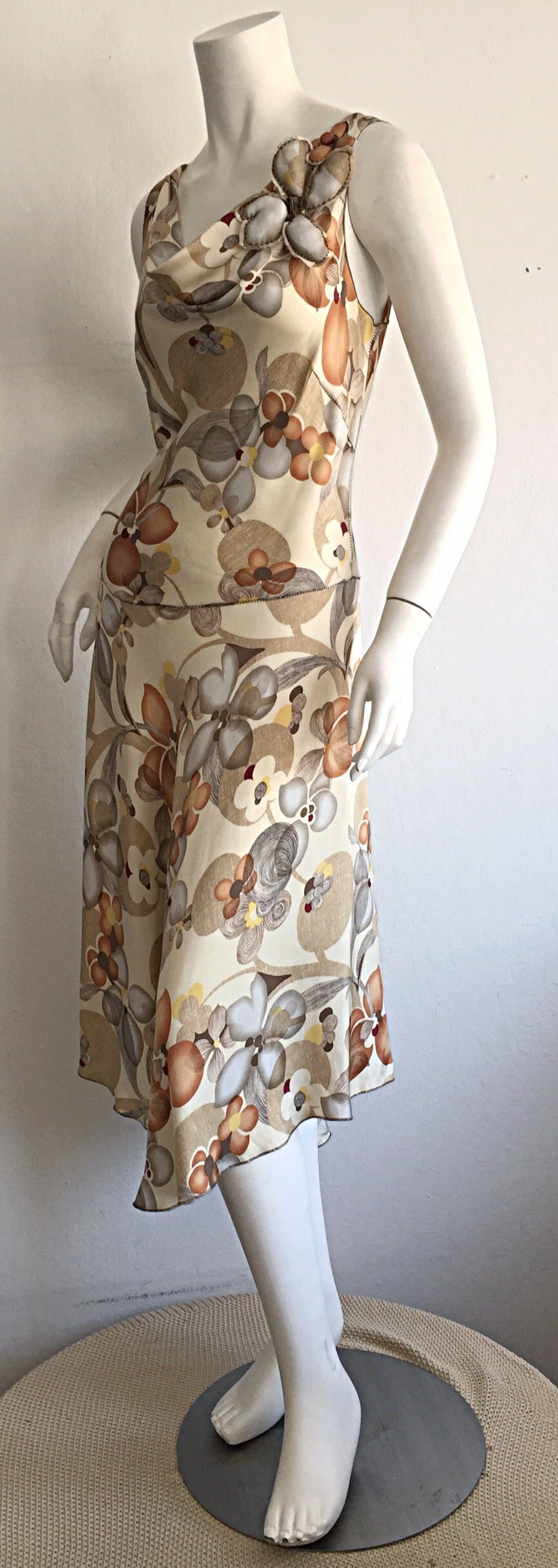 Pretty Rozae Nichols Floral 3 - D ' Autumn Harvest ' Silk Dress w ...