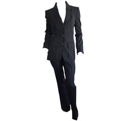 Tom Ford for Yves Saint Laurent Black + White Pinstripe Le Smoking Trouser Suit