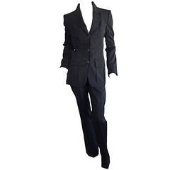 Tom Ford for Yves Saint Laurent Black + White Pinstripe Le Smoking Trouser Suit 11