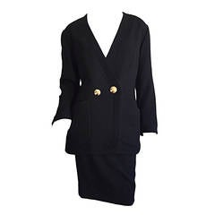 Vintage Yves Saint Laurent ' Rive Gauche ' Black Skirt Suit Size 44 YSL 3