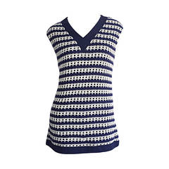 1960s Vintage Neiman Marcus Navy + White Crochet Nautical Mini Dress/ Tunic