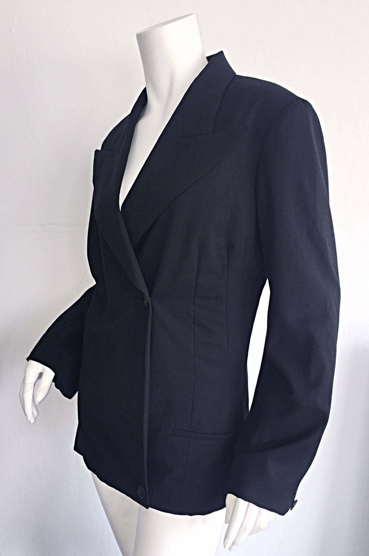 Amazing Vintage Yohji Yamamoto Black Double Breasted Slouchy Boyfriend Blazer 1