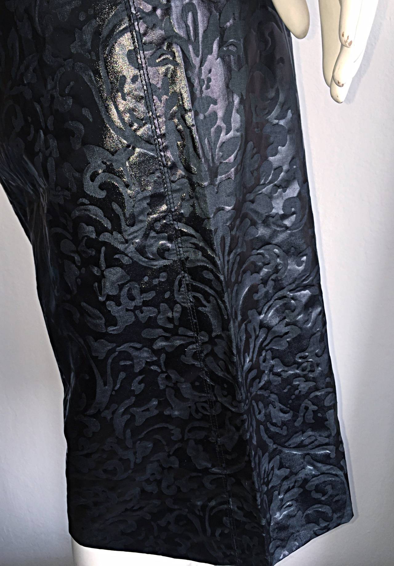 Stunning Vintage Yves Saint Laurent Silk Laser Cut High Waist Black Skirt Sz 44 For Sale 1