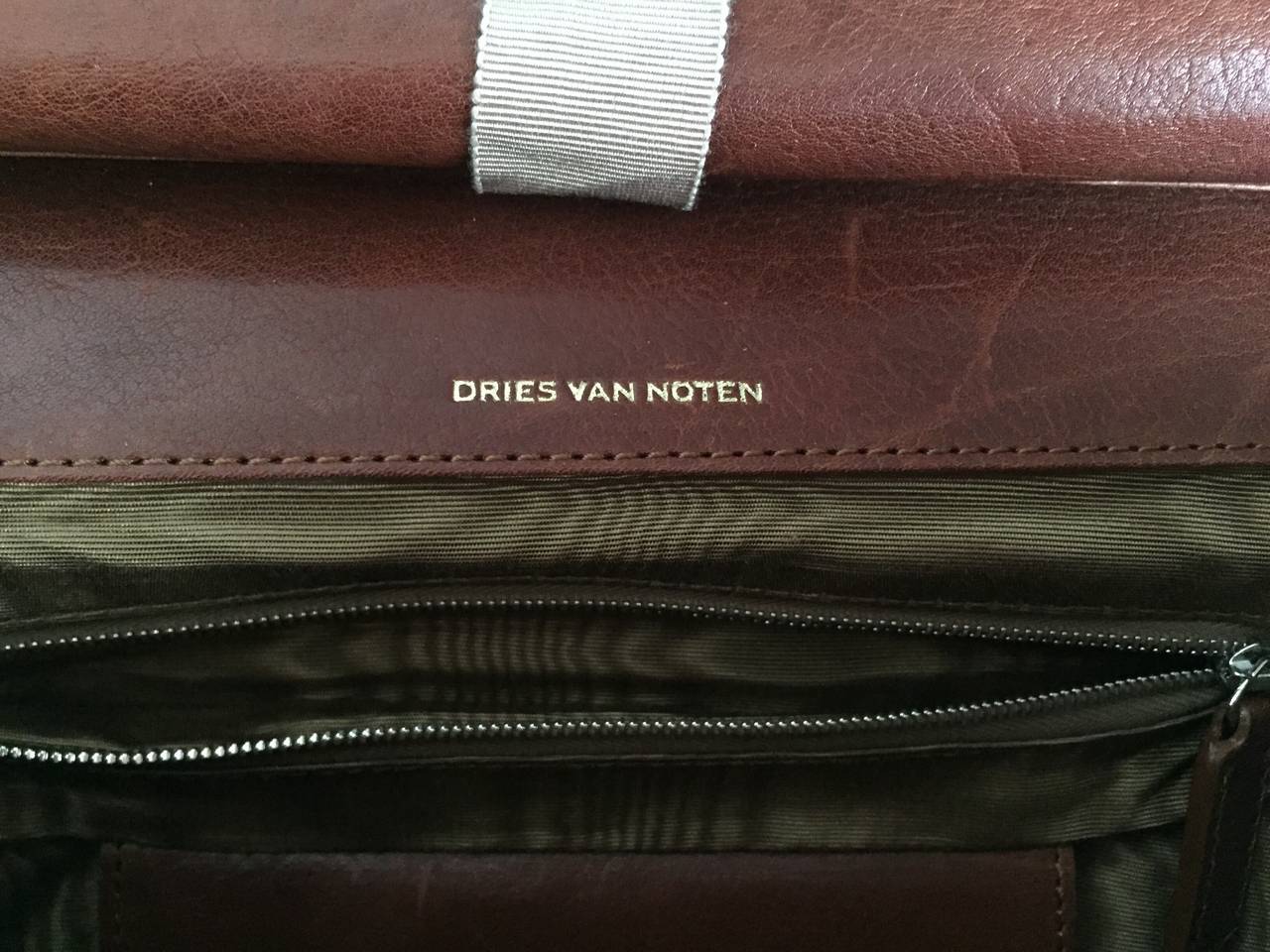 Dries Van Noten ' Most Coveted ' Distressed Brown Leather Unisex Large Bag 2