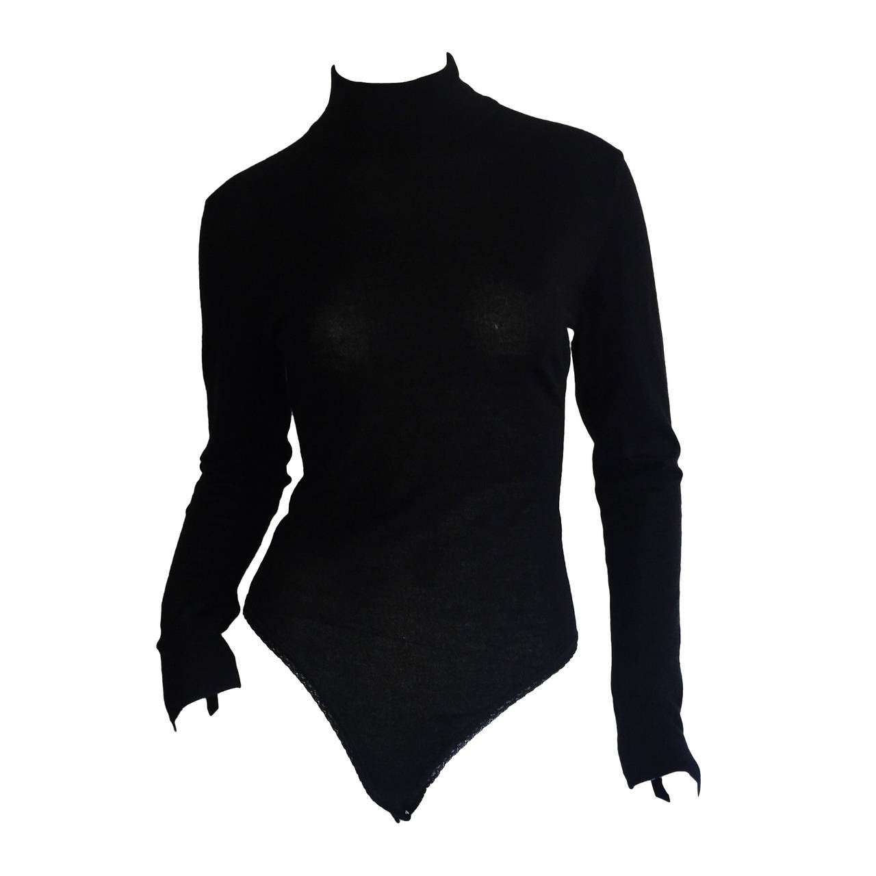 Sexy Vintage Donna Karan Black Cashmere Bodysuit / Onesie