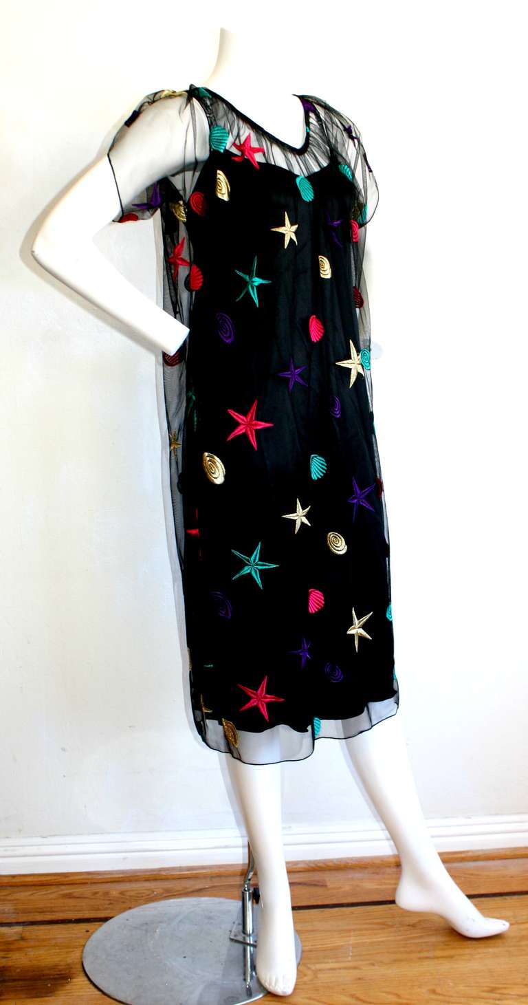 Black Holly's Harp Vintage Two-Piece Star Seashell Las Vagas Overlay Dress