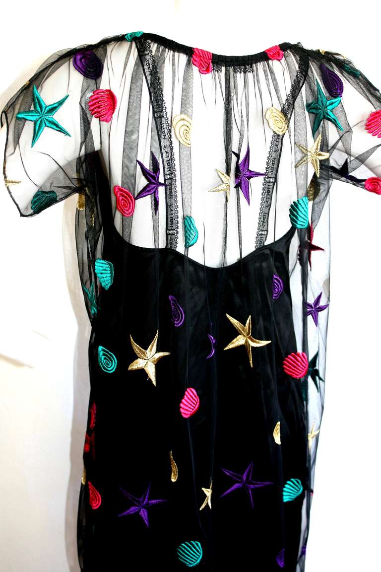 Holly's Harp Vintage Two-Piece Star Seashell Las Vagas Overlay Dress In Excellent Condition In San Diego, CA