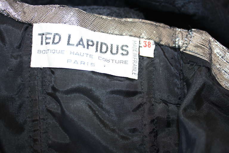 Vintage Ted Lapidus Haute Couture Silver Metallic Sexy Cut Out Gown In Excellent Condition In San Diego, CA
