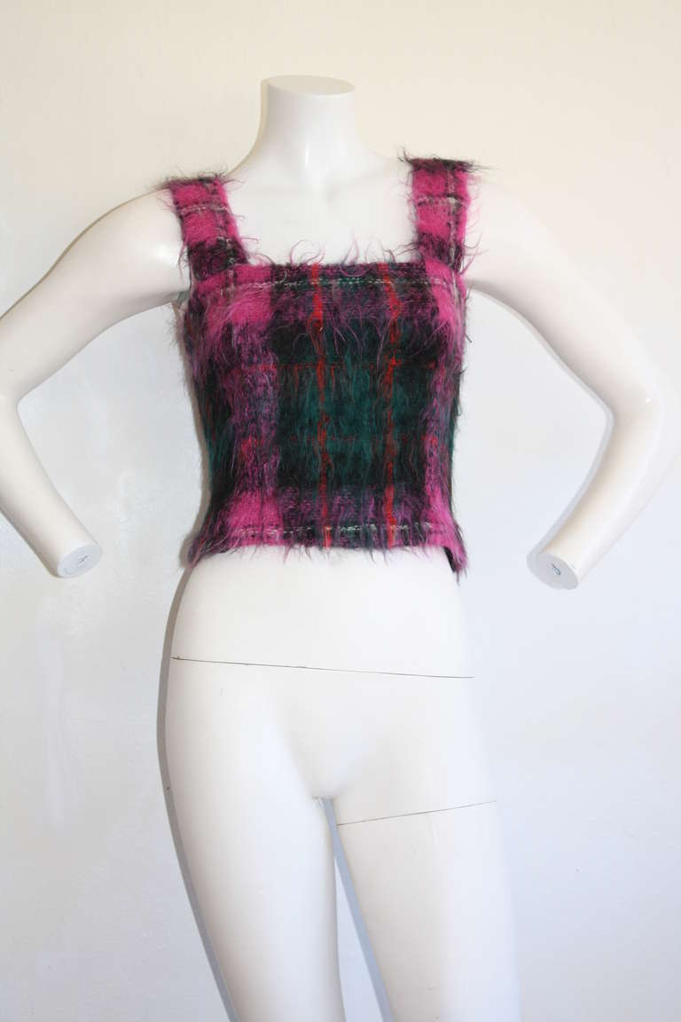 Ralph Lauren Purple Label Vintage 1990s Tartan Plaid Top In Excellent Condition In San Diego, CA