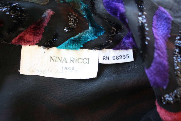 Vintage 1990s Nina Ricci Haute Couture Silk Multi-Color Poet's Blouse 4