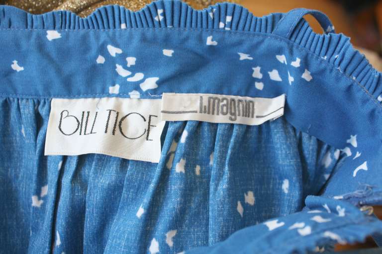 Bill Tice Vintage 1970 dipinto a mano, Maxi Abito Halter blu in vendita 2