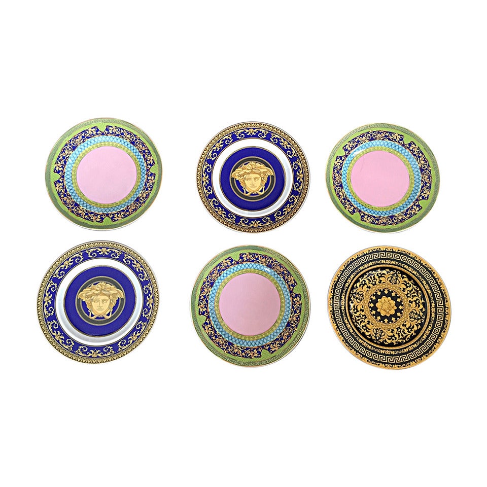Brand New Vintage Gianni Versace China Salad / Appetizer Plates ( Set of 6 )