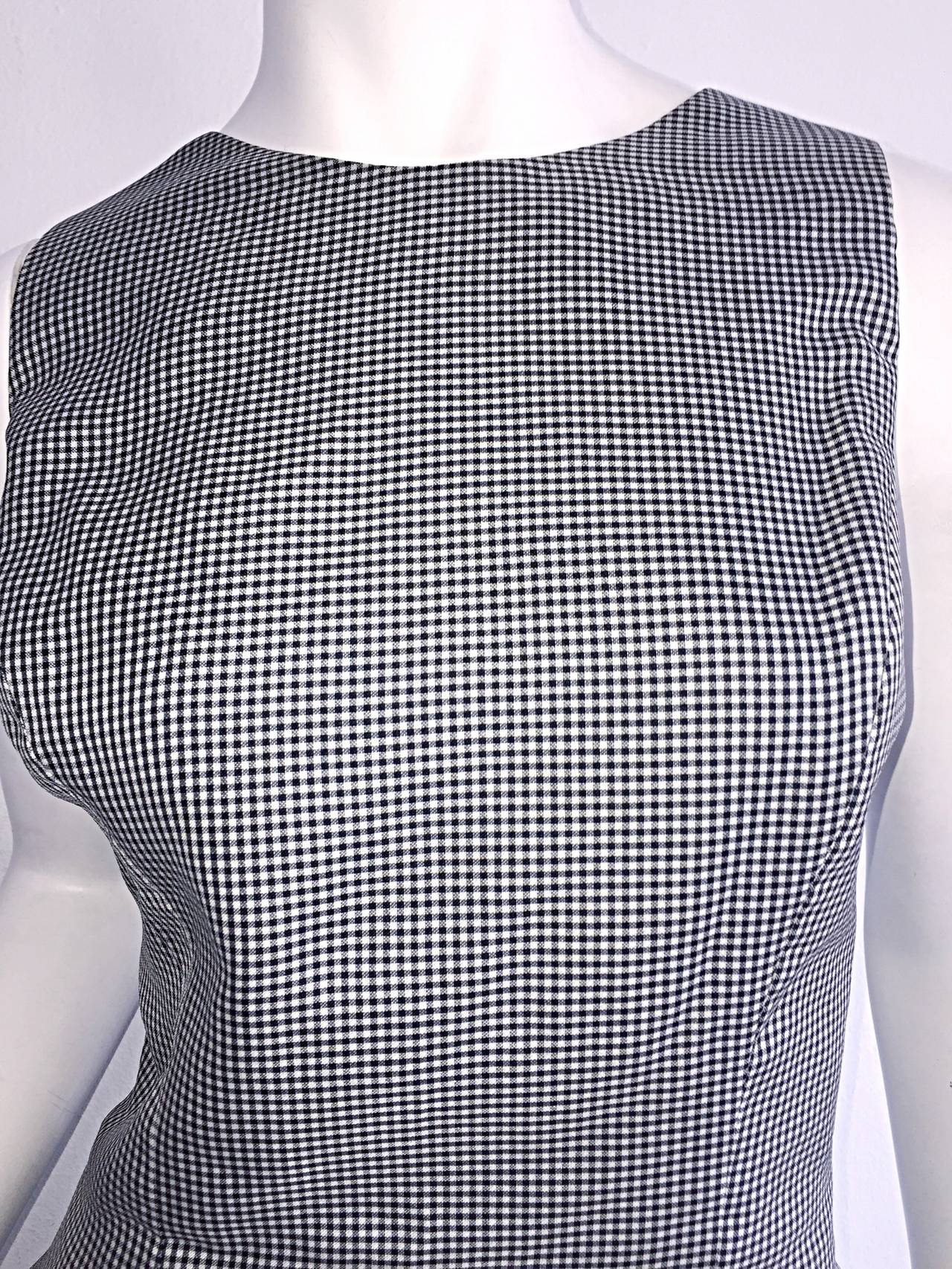 Avant Garde 1990s James Purcell Size 8 Black and White Silk 90s Gingham Dress  For Sale 2