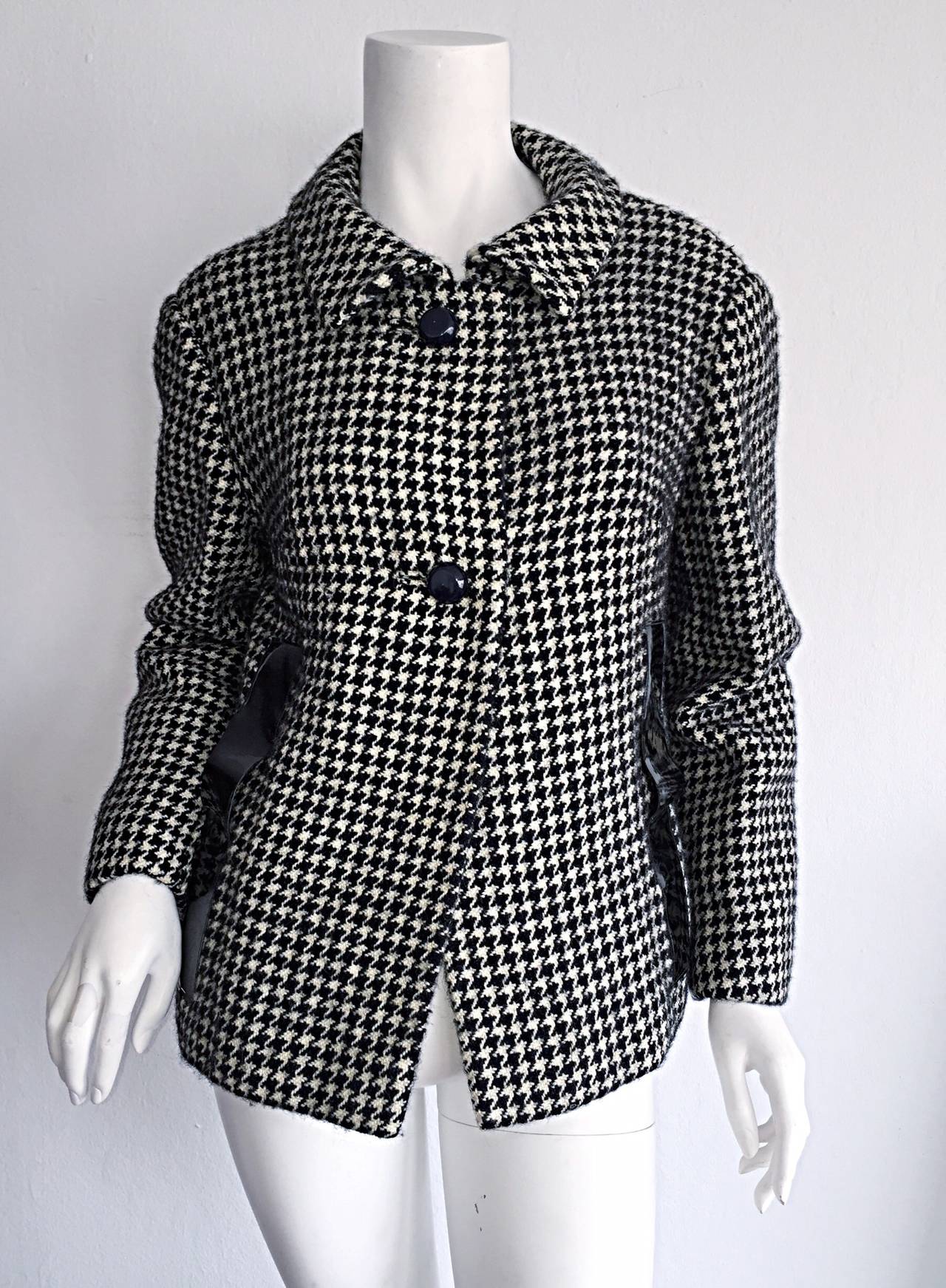Chaqueta de pata de gallo blanca y negra Pierre Cardin de los años 60 de la Era Espacial Negro en venta