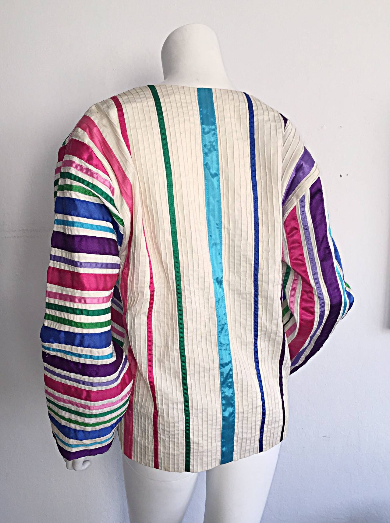 Vintage Tachi Castillo Colorful Cotton Ribbon Jacket ' Made in Mexico ' In Excellent Condition For Sale In San Diego, CA