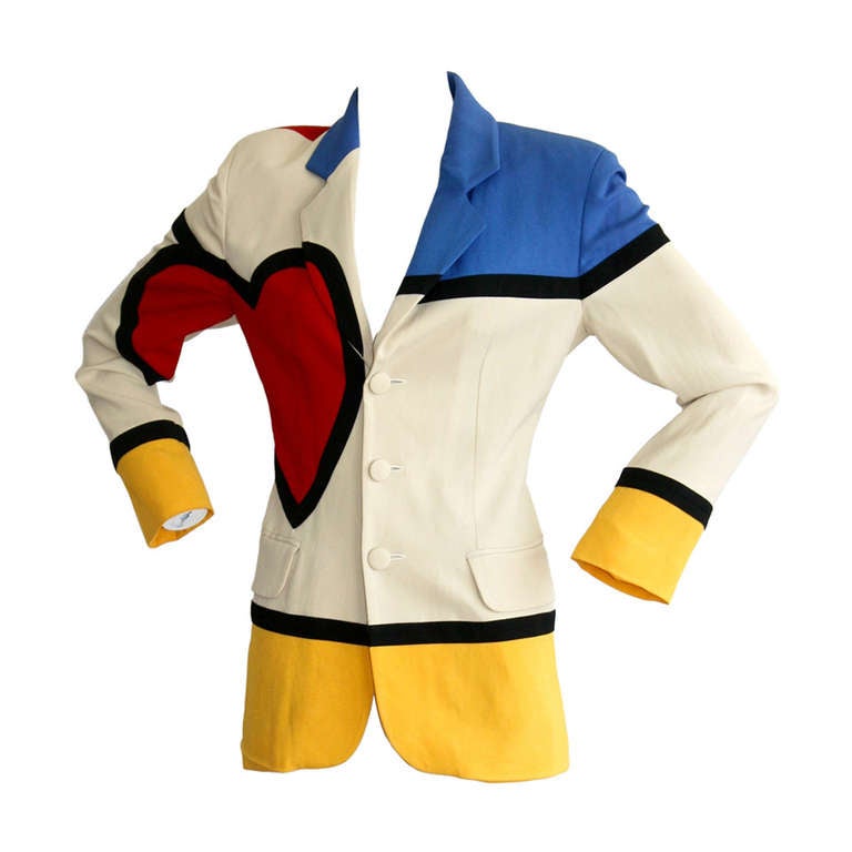 Moschino Cheap & Chic Vintage " Art is Love " Mondrian Heart Blazer Jacket