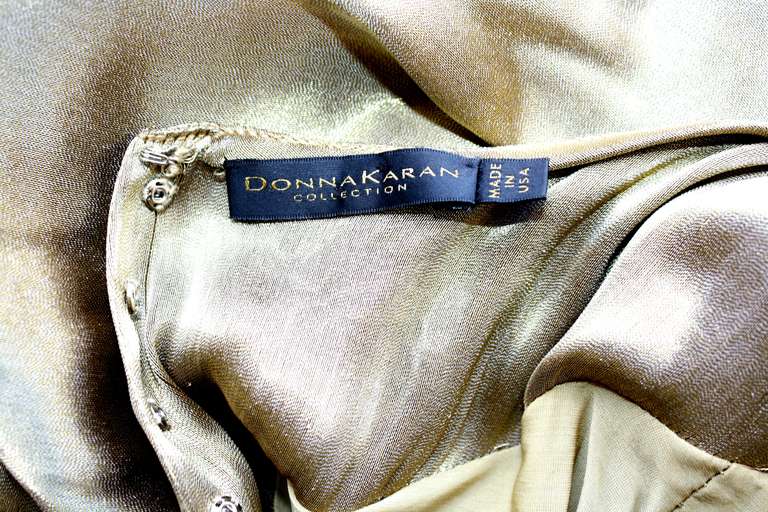 Donna Karan Vintage Sexy Halter Liquid Gold Gown 1
