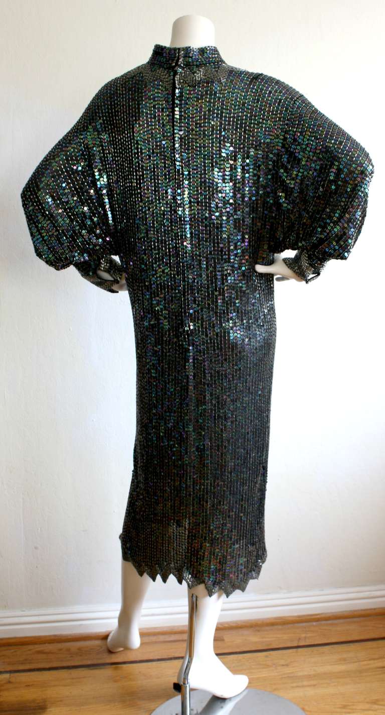 Important Vintage Halston Sequin Dolman Dress 3