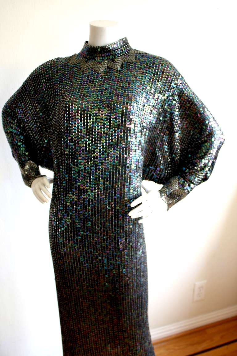 Important Vintage Halston Sequin Dolman Dress 2