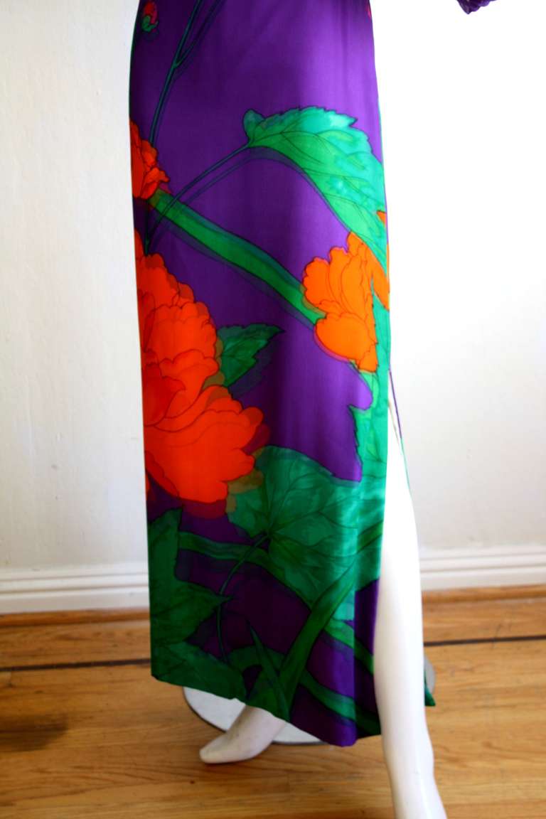 Hanae Mori Couture Vintage Purple Silk Gown 2