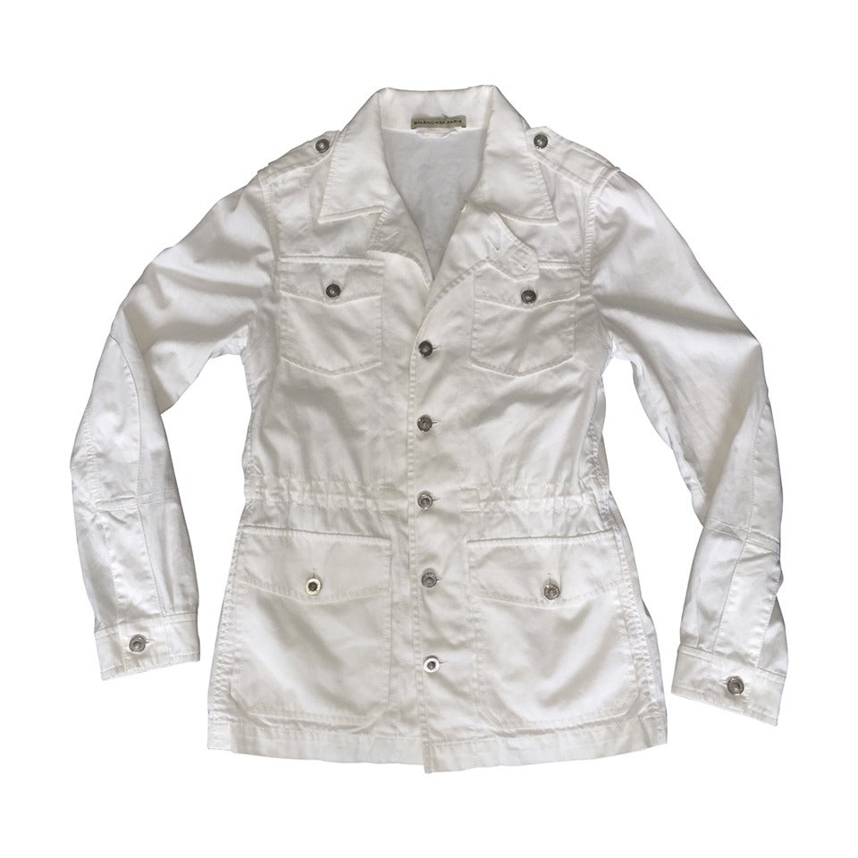 Men's Balenciaga by Nicolas Ghesquiere White Drawstring Safari Jacket For Sale