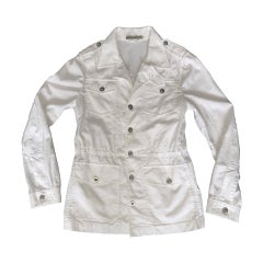 Men's Balenciaga by Nicolas Ghesquiere White Drawstring Safari Jacket