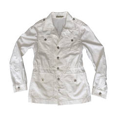 Men's Balenciaga by Nicolas Ghesquiere White Drawstring Safari Jacket 6