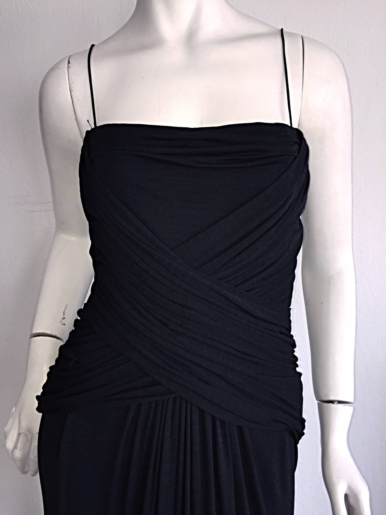 Fine + Rare 1970s Bob Mackie Black Jersey Grecian Goddess Gown at 1stDibs