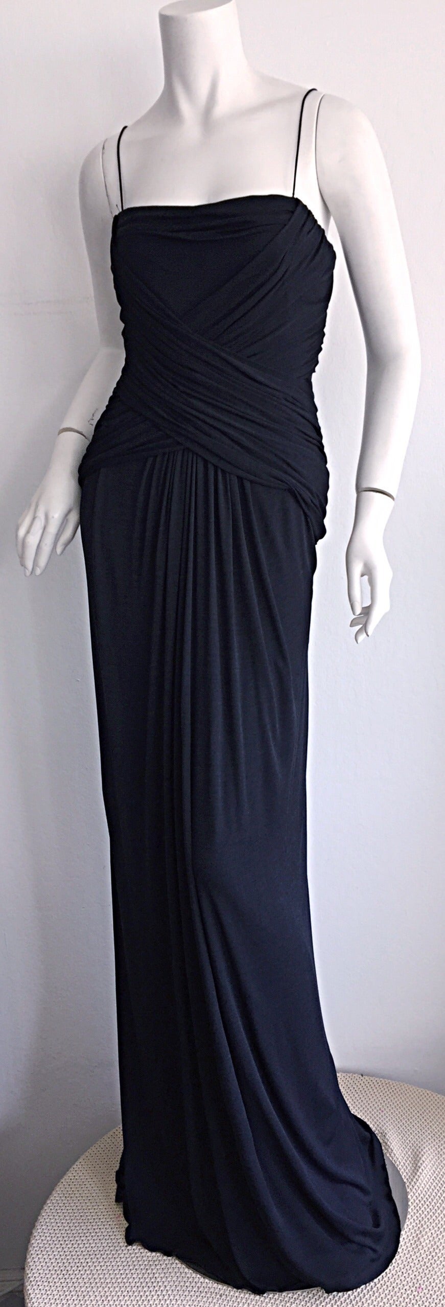 Fine + Rare 1970s Bob Mackie Black Jersey Grecian Goddess Gown In Excellent Condition In San Diego, CA