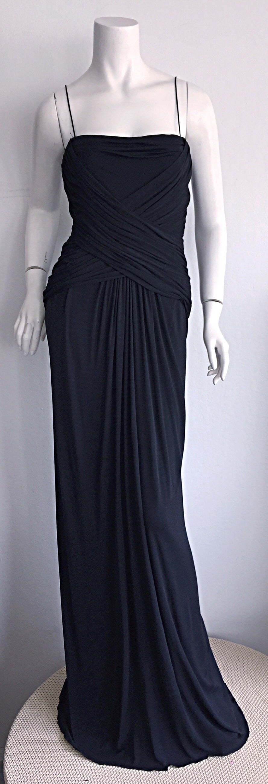 Fine + Rare 1970s Bob Mackie Black Jersey Grecian Goddess Gown 5