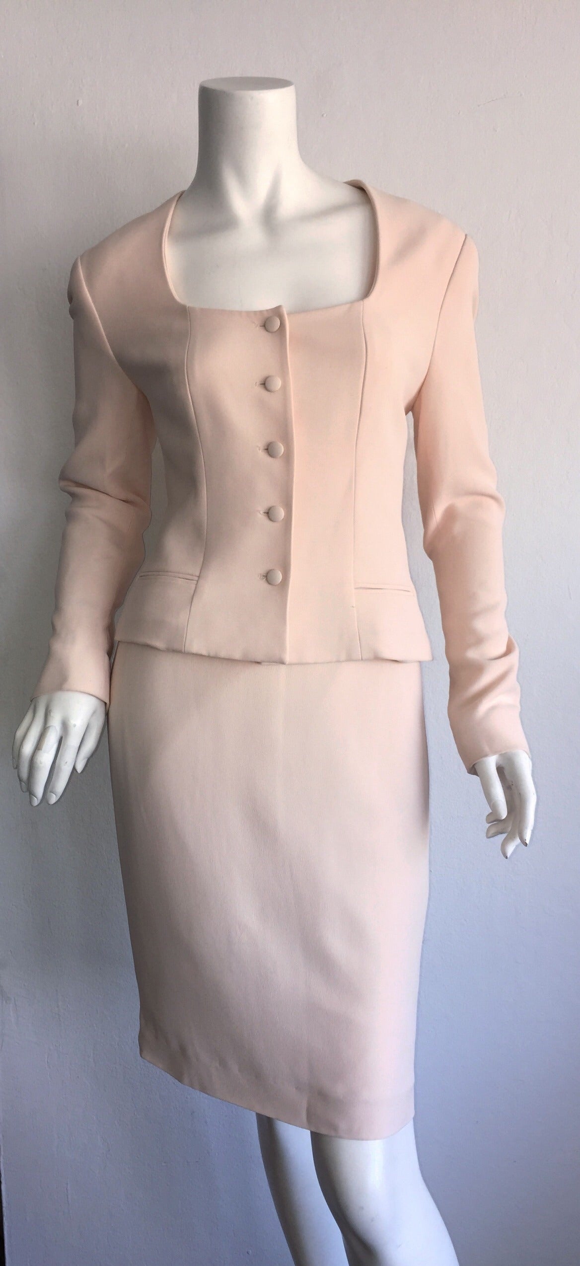 Vintage Guy Laroche Light Pink Skirt Suit Made In France For Sale At