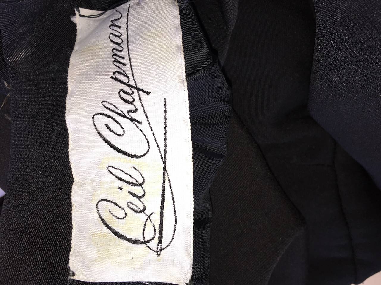 1960s Ceil Chapman Vintage Little Black Dress w/ Rhinestones For Sale 1