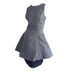 Avant Garde 1990s James Purcell Size 8 Black and White Silk 90s Gingham Dress 