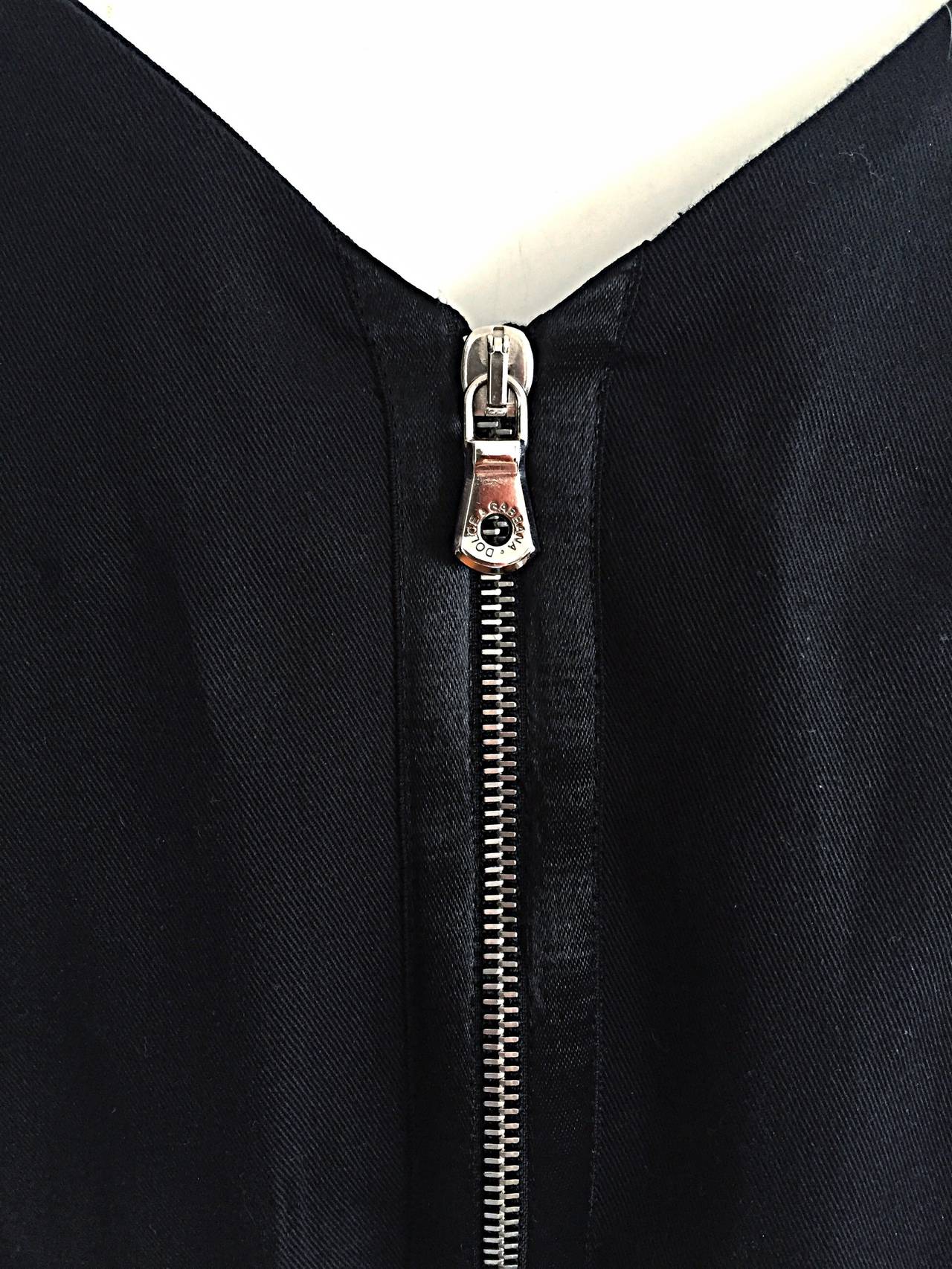 1990s Vintage Dolce And Gabbana Little Black Dress W Zipper Detail At