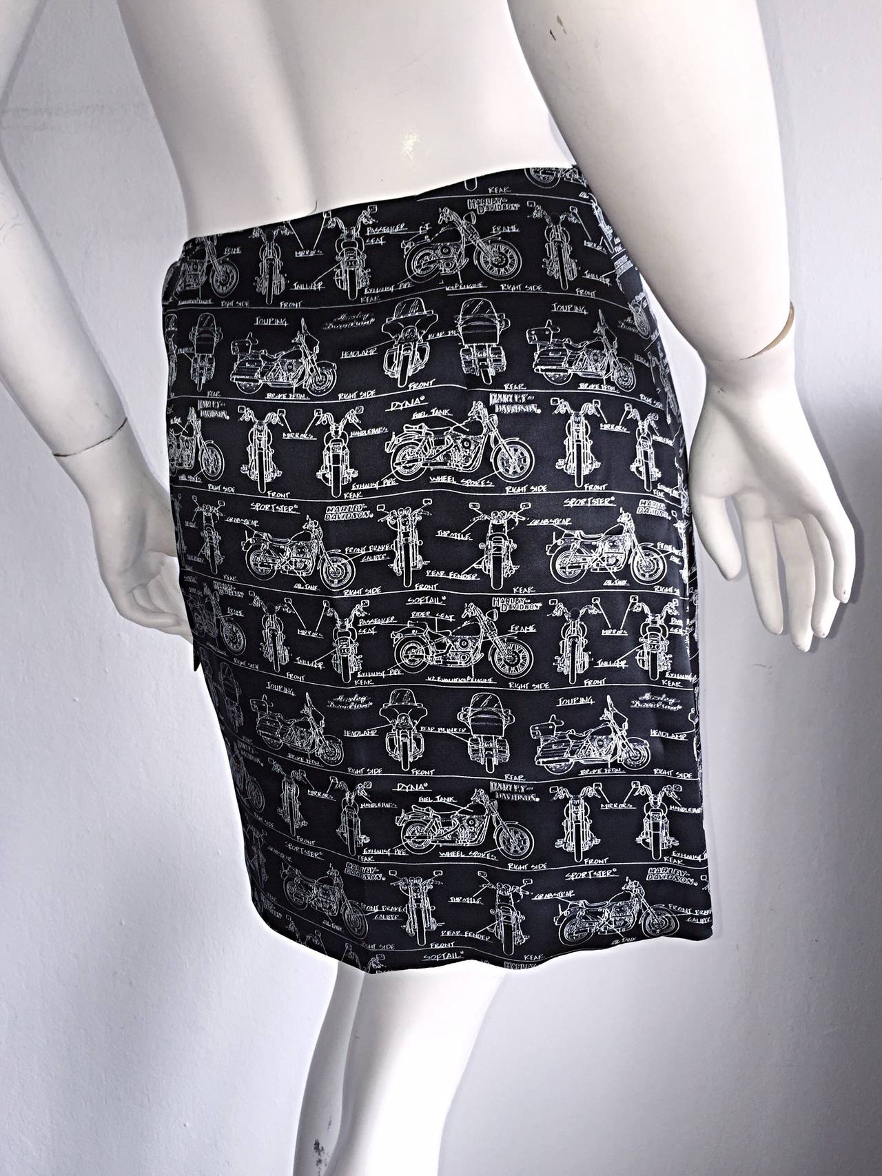 Women's Rare Vintage Nicole Miller Limited Edition Harley Davidson Motorcycle Wrap Skirt For Sale