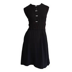 1960s Ceil Chapman Vintage Little Black Dress w/ Rhinestones 10