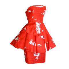 Barboglio Vintage Due pezzi Peplum Set di abiti rossi