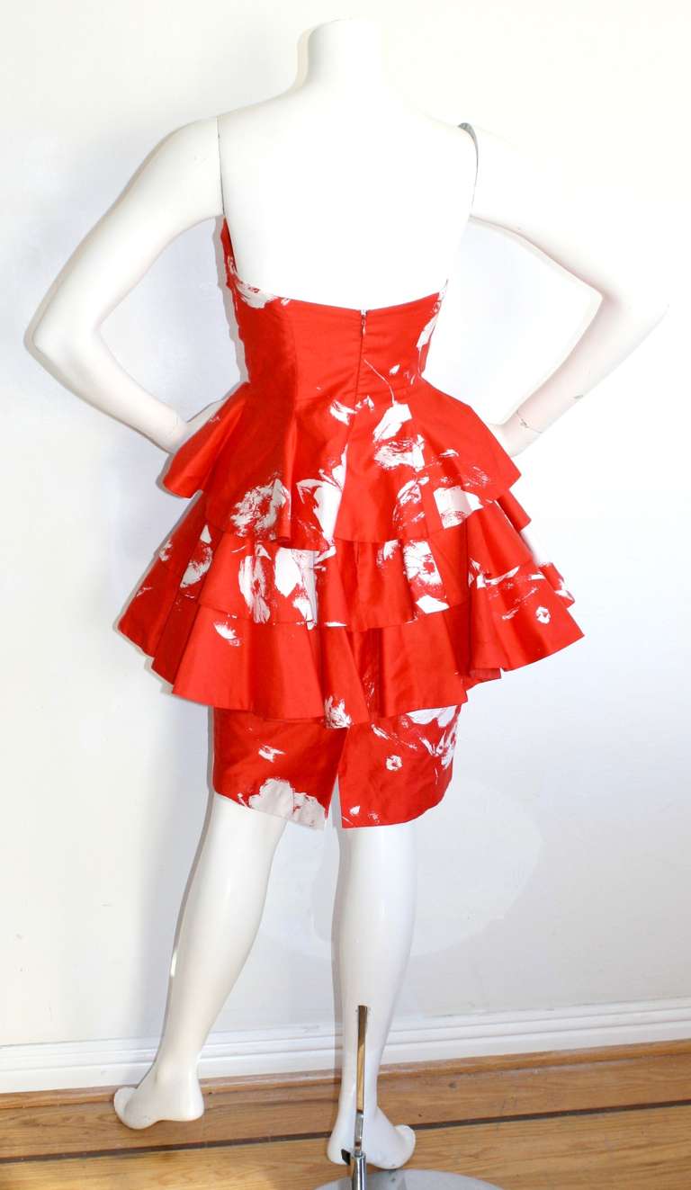 Vintage Barboglio Two Piece Peplum Red Dress Set For Sale 2