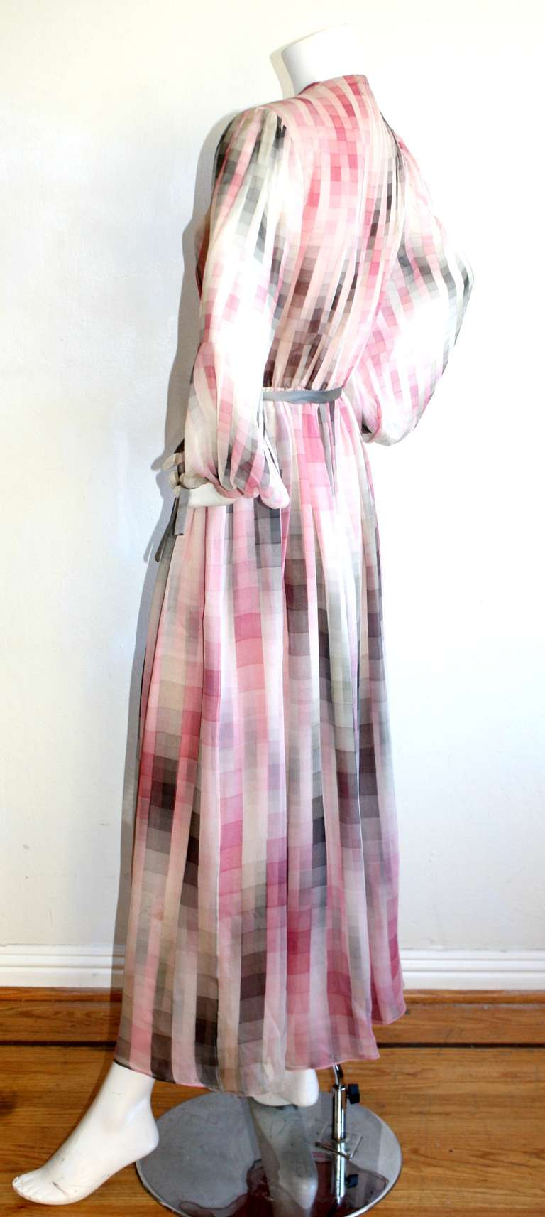 Hanna Morie Vintage Geometric Wrap Dress w/ Intricate Beading In Excellent Condition In San Diego, CA