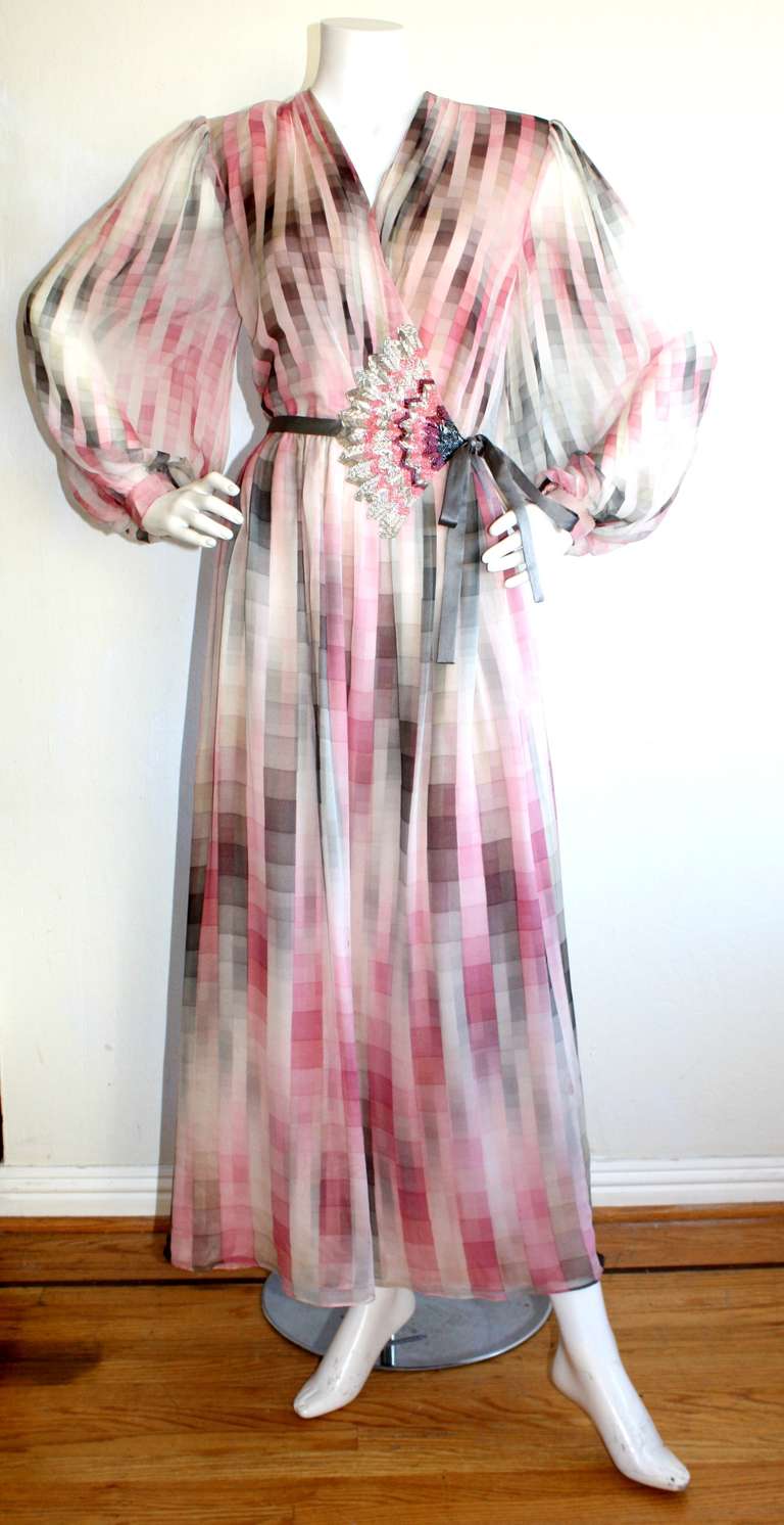 Hanna Morie Vintage Geometric Wrap Dress w/ Intricate Beading 2