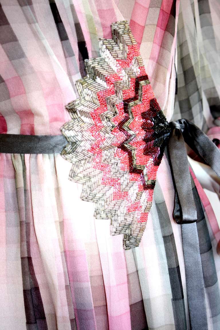 Women's Hanna Morie Vintage Geometric Wrap Dress w/ Intricate Beading