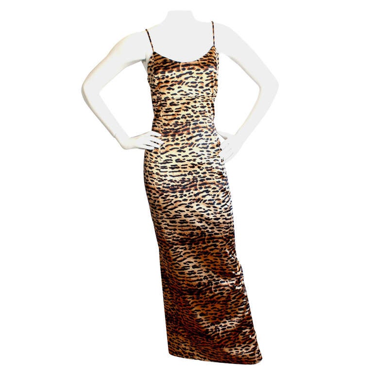 Dolce and Gabbana Vintage 1990s Leopard Body Con Gown at 1stdibs